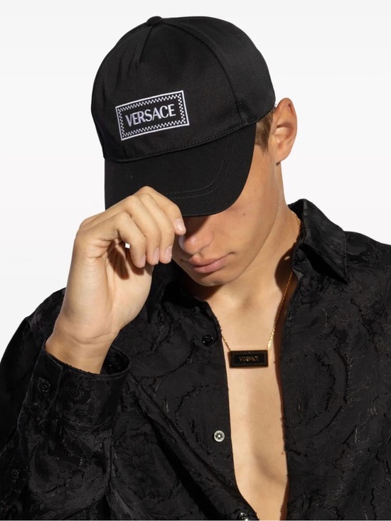 Versace Accessories - Versace Black Embroidered Logo Baseball Cap Retail $495